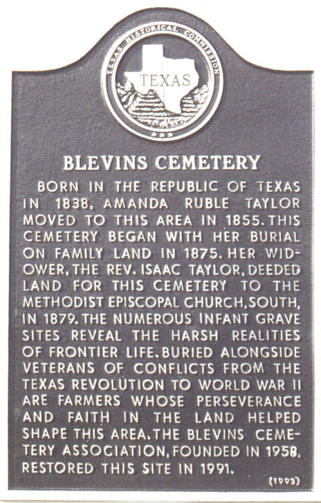 Blevins Cemetery, Falls County, TXGenWeb